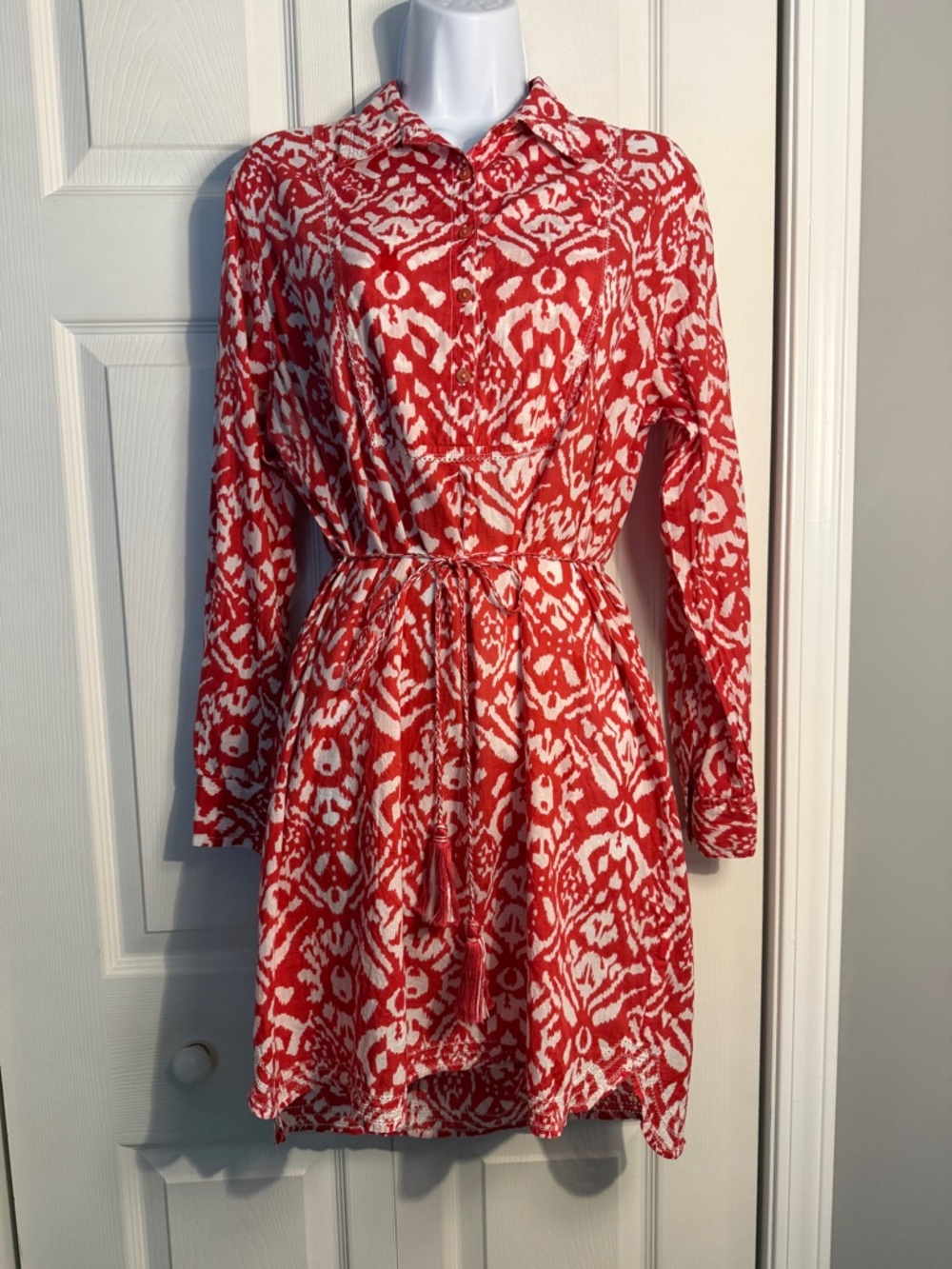 Lola Australia red and white shirt dress size small *flawed*